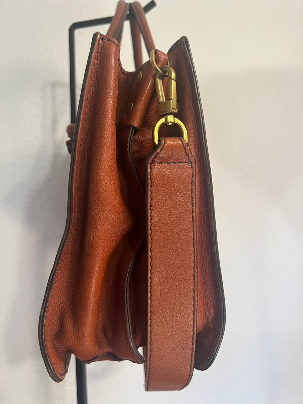 Vintage Fossil Skyler Leather Satchel in Cognac - Picture 6 of 15